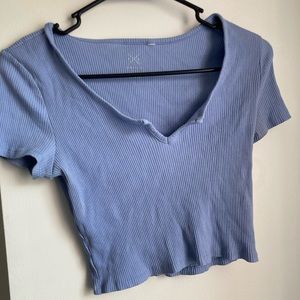 Blue Crop top shirt stretchy